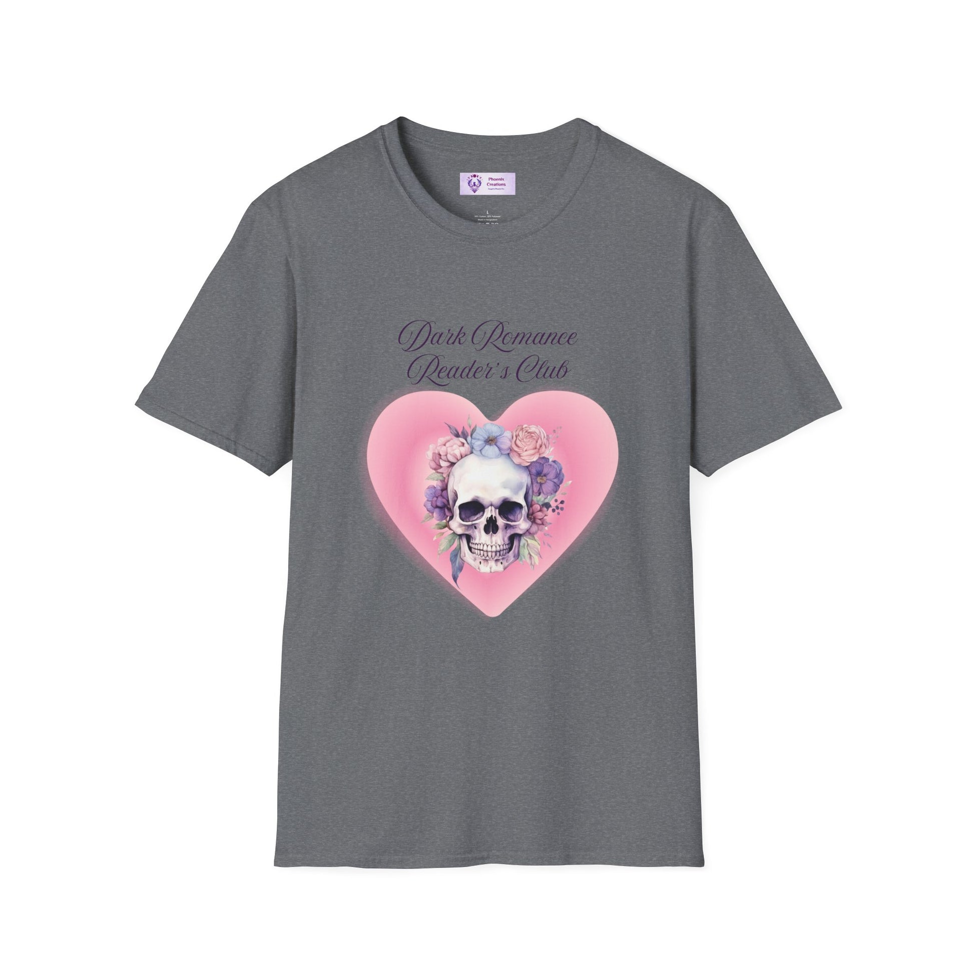 Romantic Skull Graphic T-Shirt - Unisex Softstyle Tee, Gift for Lovers, Valentine's Day, Casual Wear, Boho Style