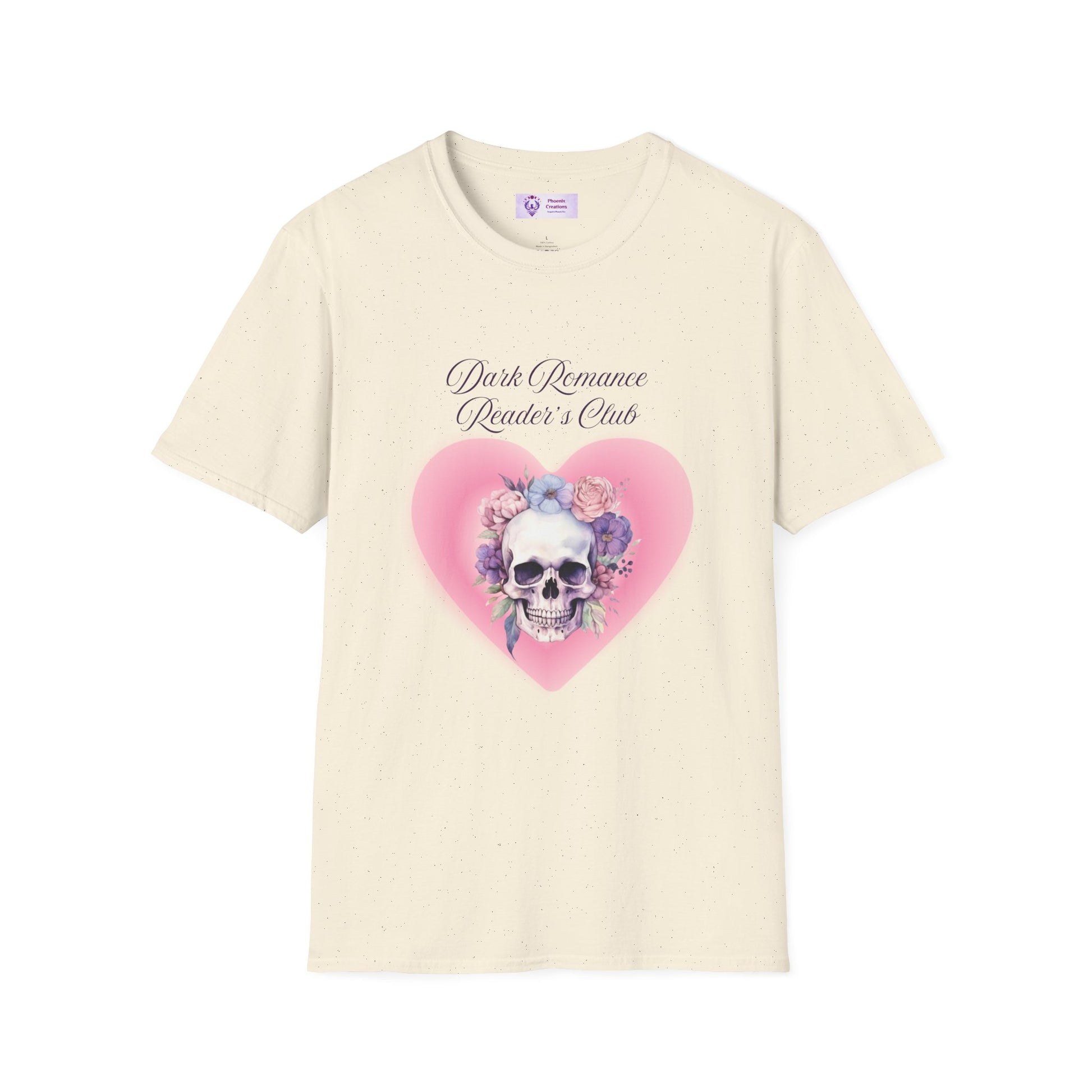 Romantic Skull Graphic T-Shirt - Unisex Softstyle Tee, Gift for Lovers, Valentine's Day, Casual Wear, Boho Style