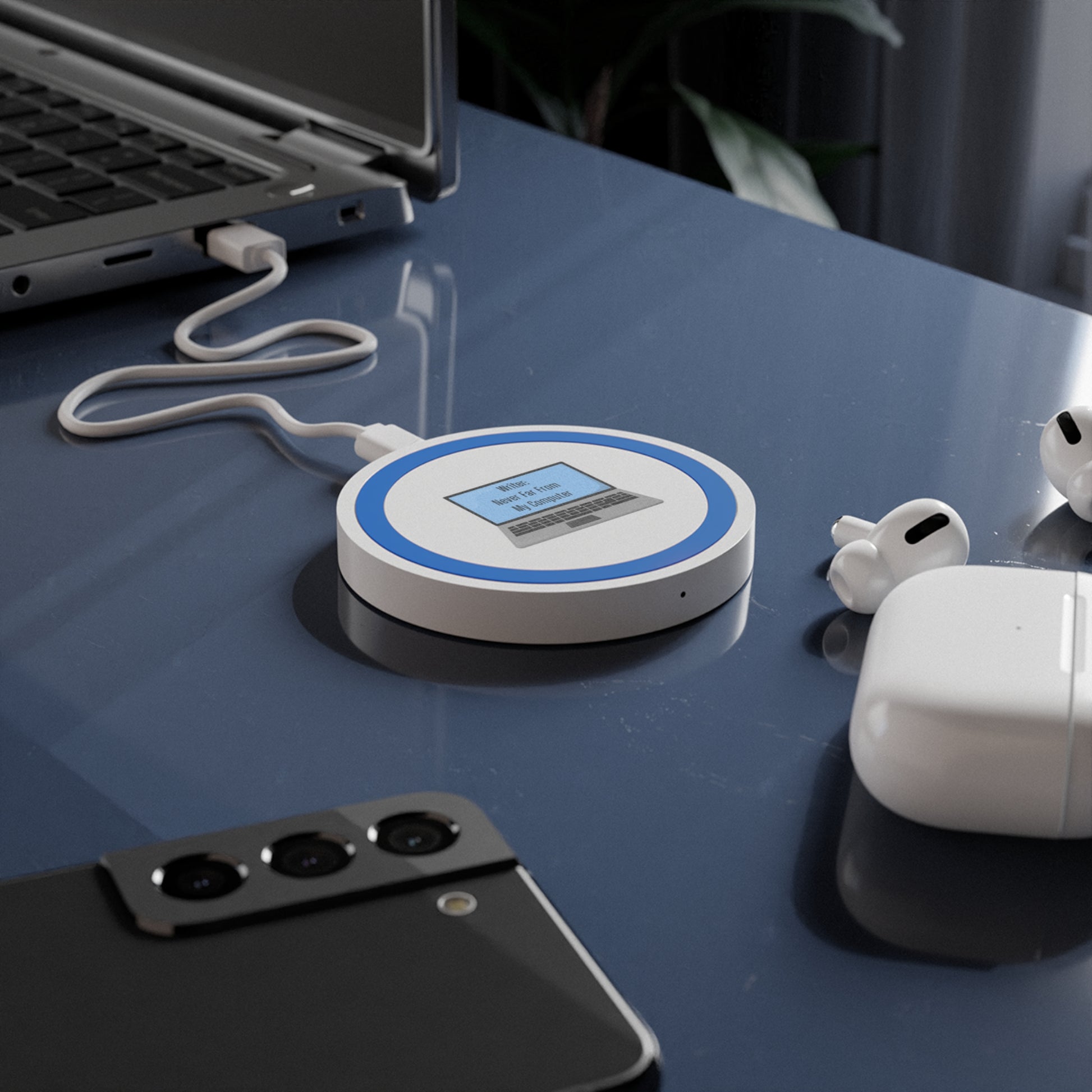 Wireless Charging Pad for Writers, Desk Organizer Decor, Tech Gift, Office Essentials, Laptop Lover Accessory