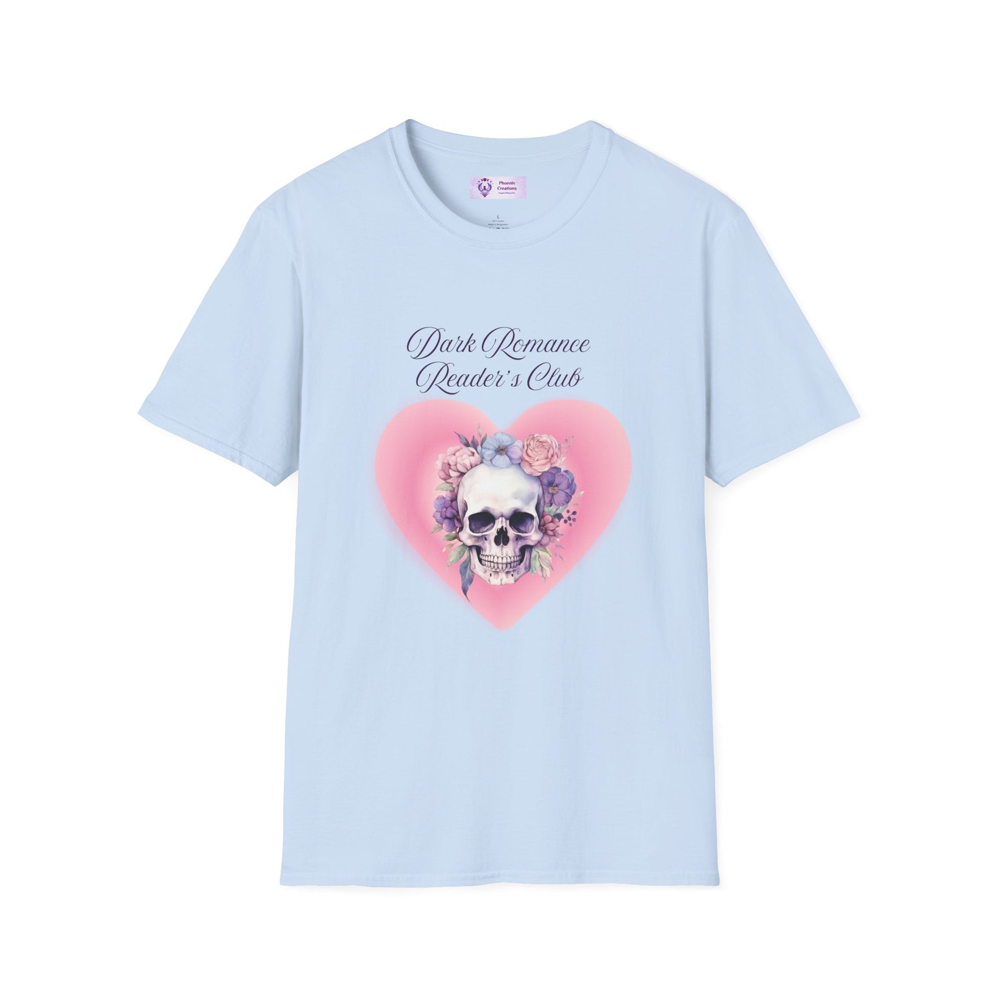 Romantic Skull Graphic T-Shirt - Unisex Softstyle Tee, Gift for Lovers, Valentine's Day, Casual Wear, Boho Style