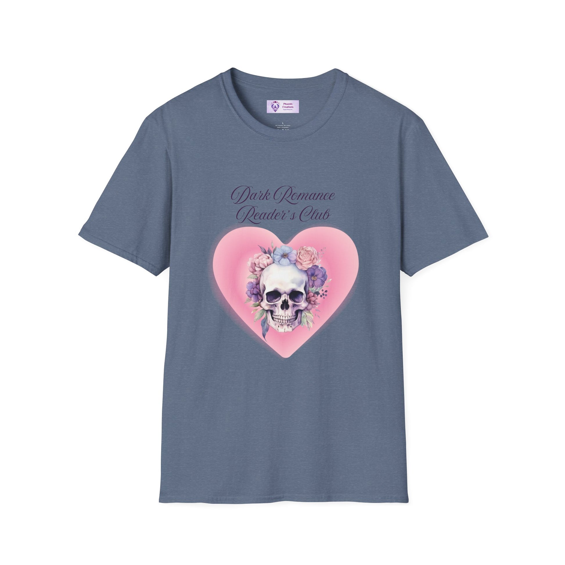 Romantic Skull Graphic T-Shirt - Unisex Softstyle Tee, Gift for Lovers, Valentine's Day, Casual Wear, Boho Style