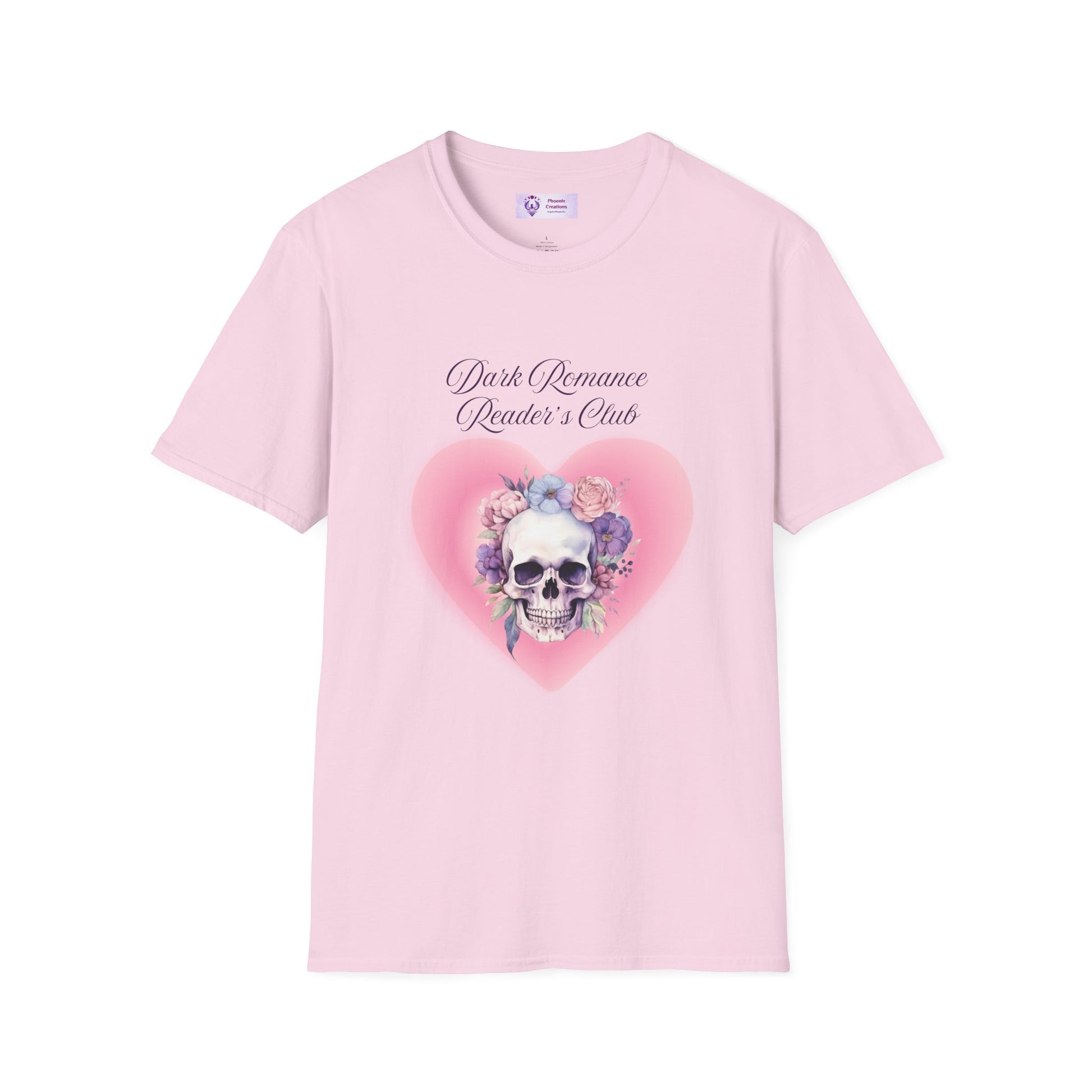 Romantic Skull Graphic T-Shirt - Unisex Softstyle Tee, Gift for Lovers, Valentine's Day, Casual Wear, Boho Style