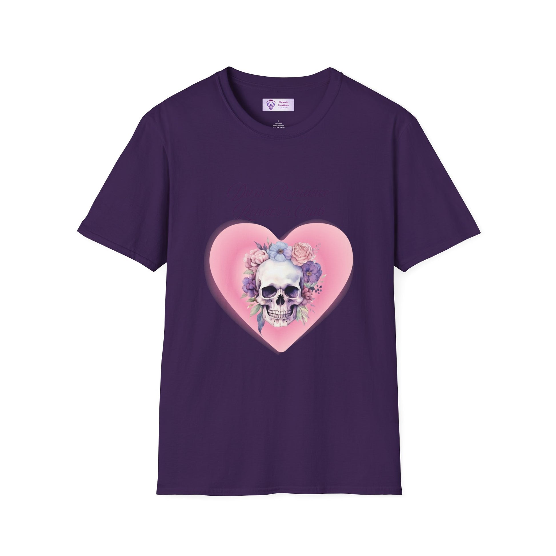 Romantic Skull Graphic T-Shirt - Unisex Softstyle Tee, Gift for Lovers, Valentine's Day, Casual Wear, Boho Style