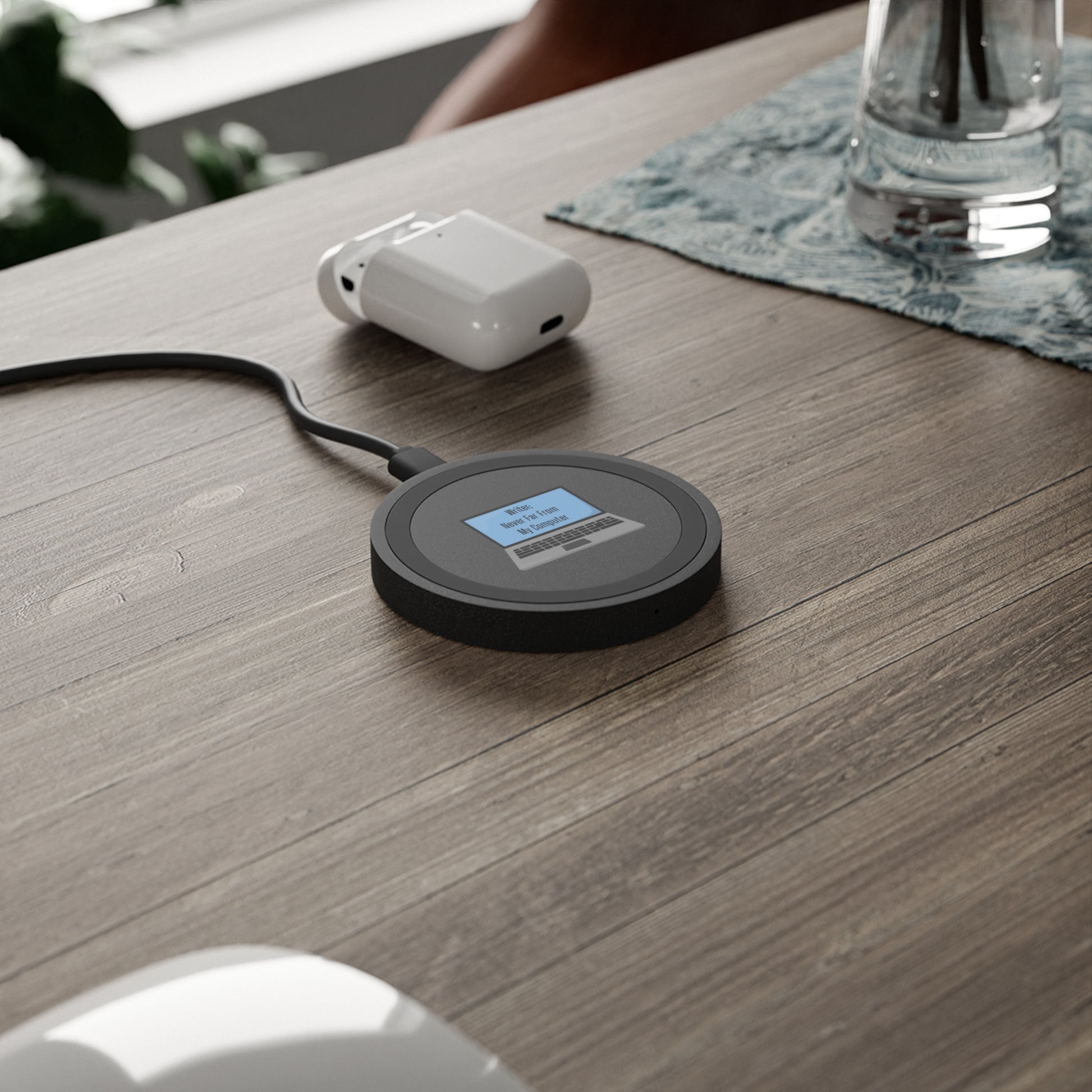 Wireless Charging Pad for Writers, Desk Organizer Decor, Tech Gift, Office Essentials, Laptop Lover Accessory
