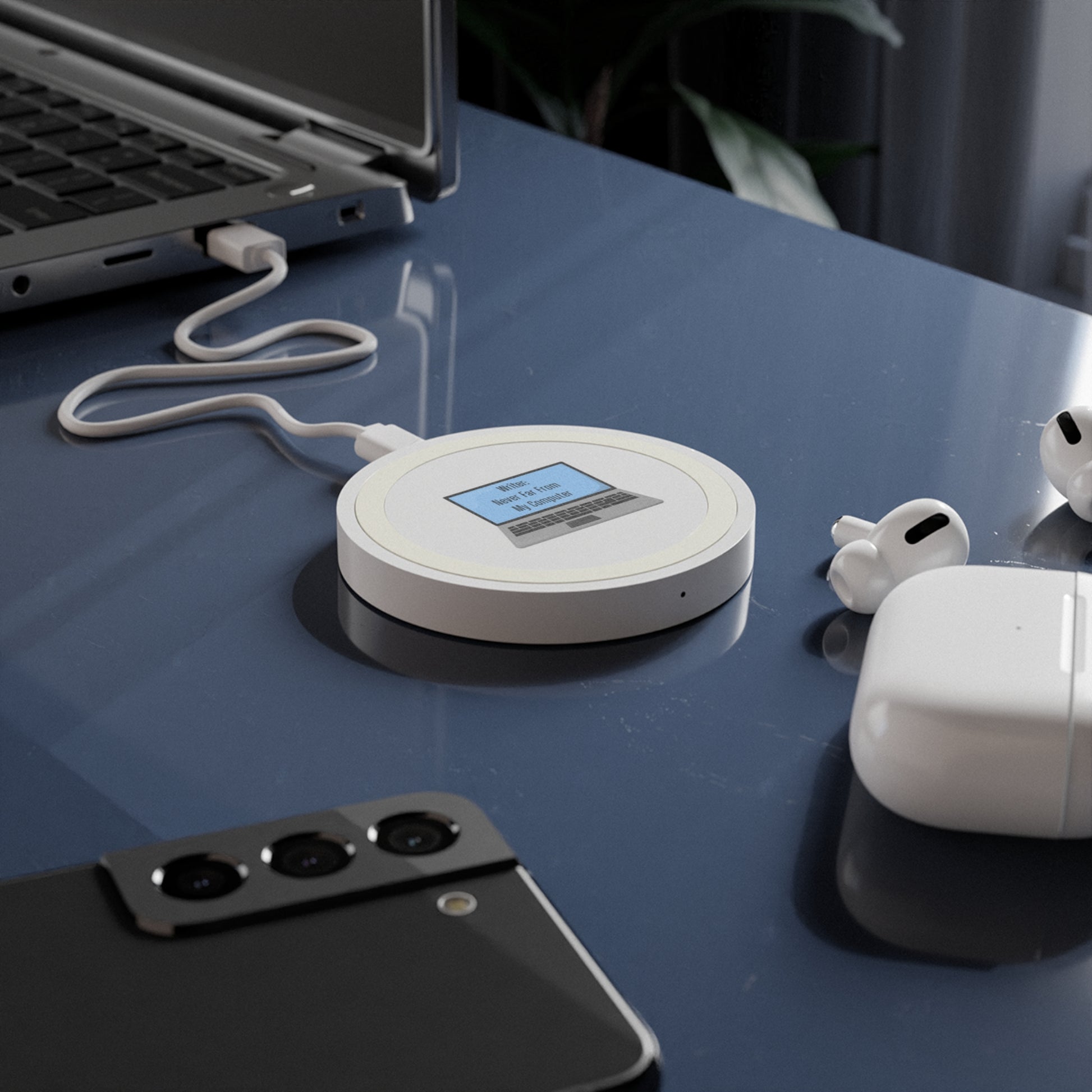 Wireless Charging Pad for Writers, Desk Organizer Decor, Tech Gift, Office Essentials, Laptop Lover Accessory