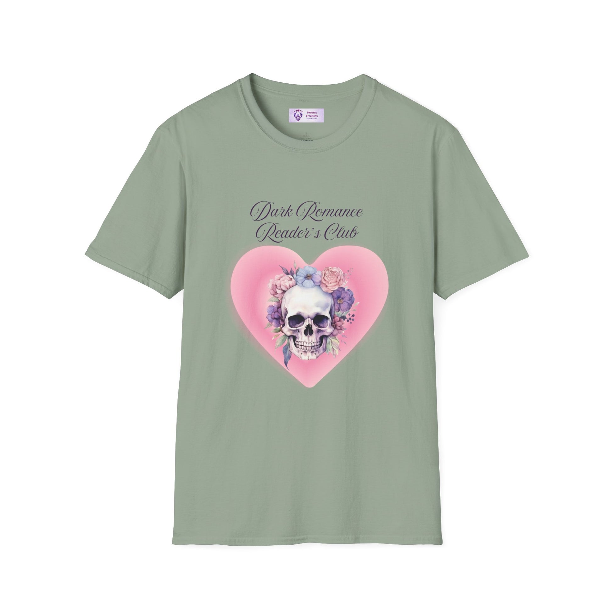 Romantic Skull Graphic T-Shirt - Unisex Softstyle Tee, Gift for Lovers, Valentine's Day, Casual Wear, Boho Style