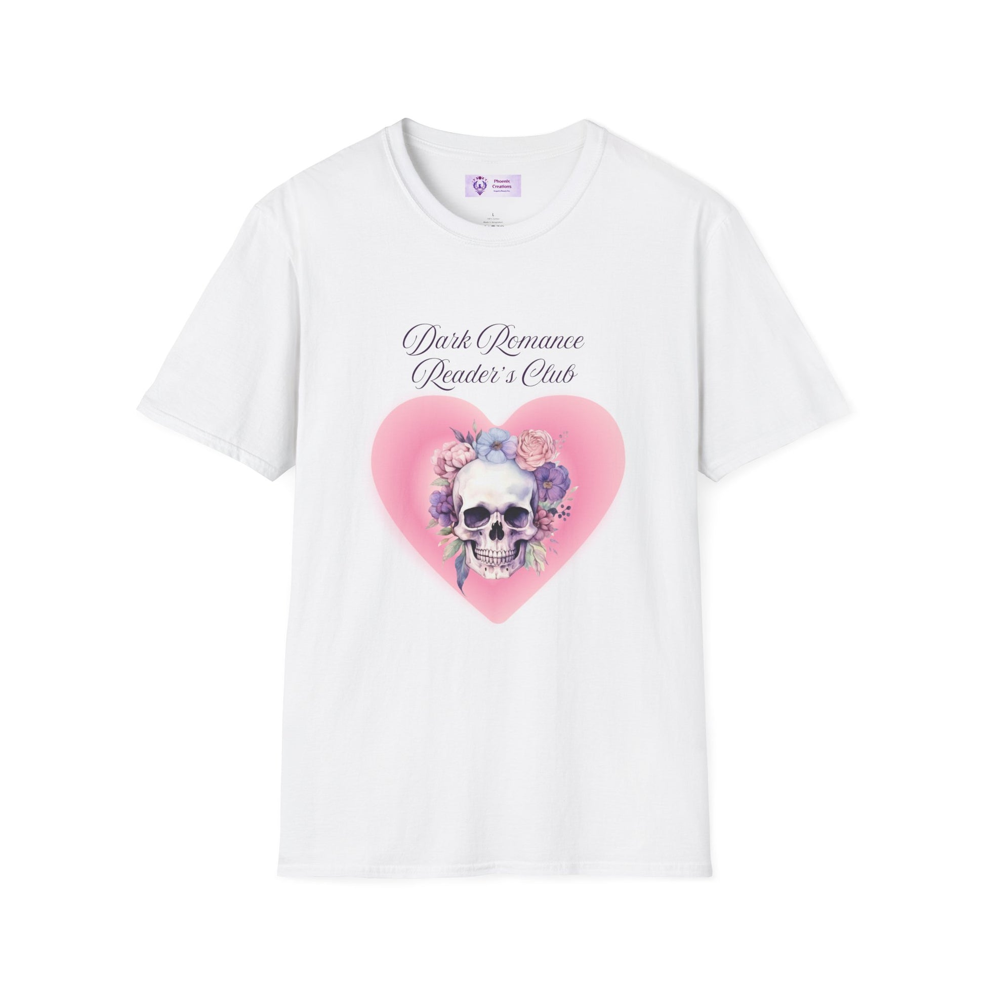 Romantic Skull Graphic T-Shirt - Unisex Softstyle Tee, Gift for Lovers, Valentine's Day, Casual Wear, Boho Style