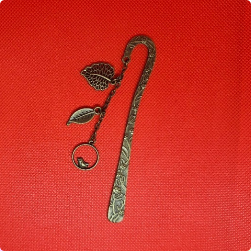 Bird and Floral Metal Bookmark