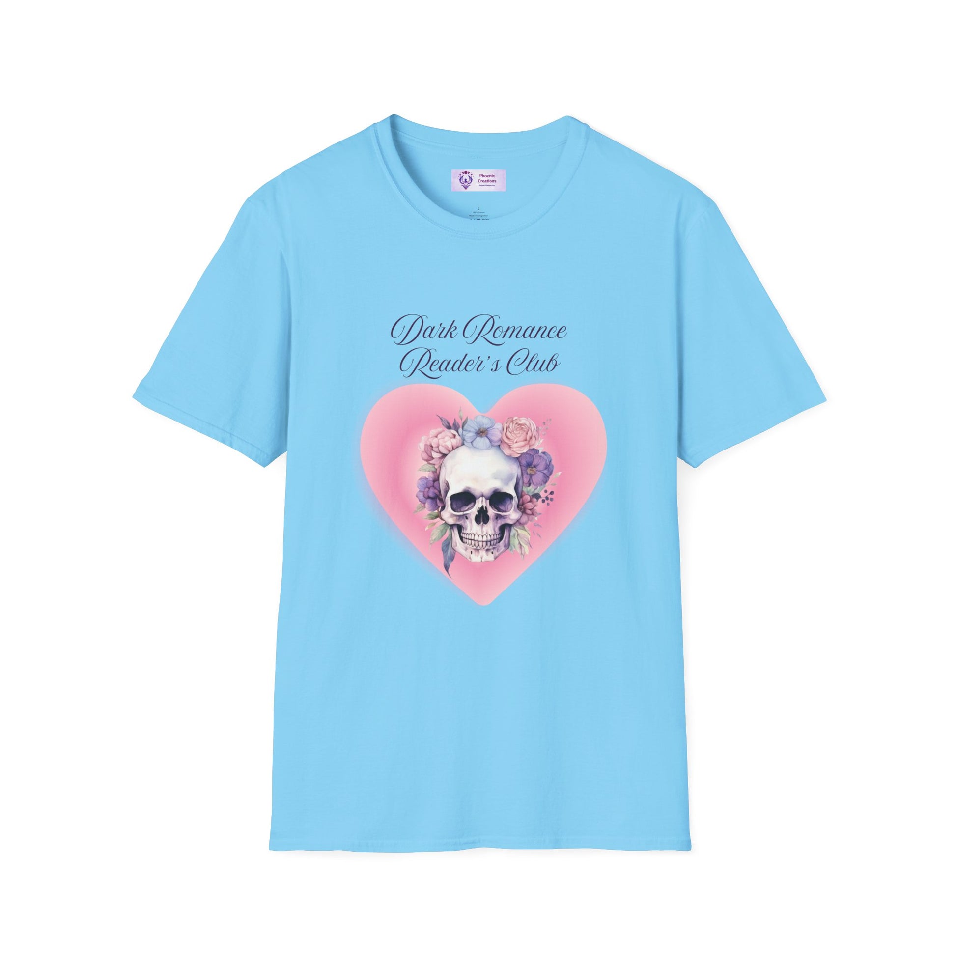 Romantic Skull Graphic T-Shirt - Unisex Softstyle Tee, Gift for Lovers, Valentine's Day, Casual Wear, Boho Style