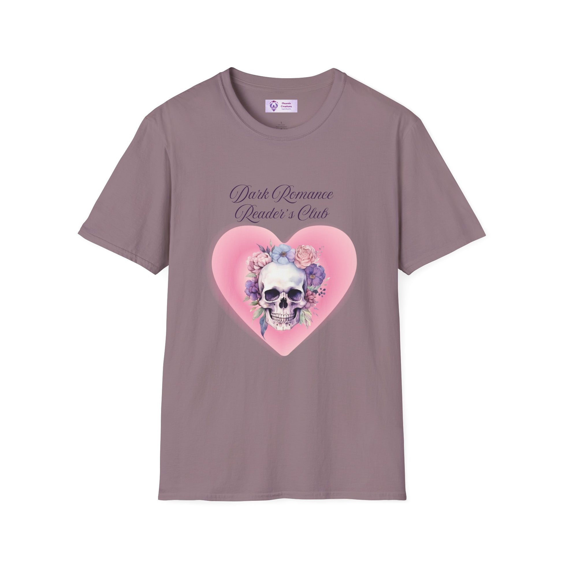 Romantic Skull Graphic T-Shirt - Unisex Softstyle Tee, Gift for Lovers, Valentine's Day, Casual Wear, Boho Style