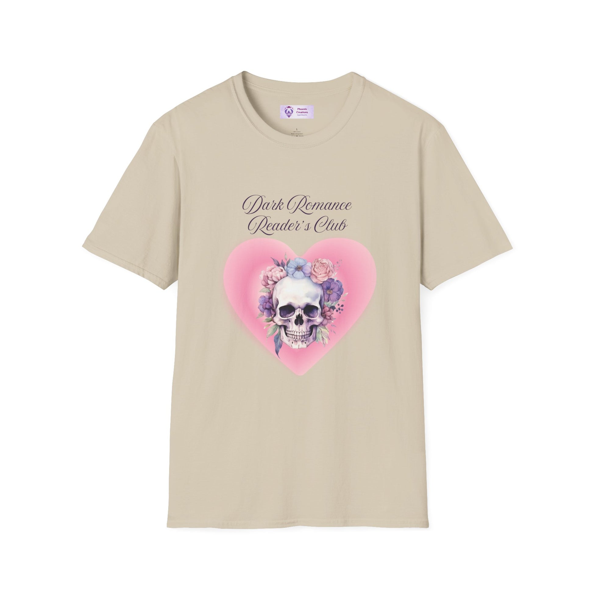 Romantic Skull Graphic T-Shirt - Unisex Softstyle Tee, Gift for Lovers, Valentine's Day, Casual Wear, Boho Style