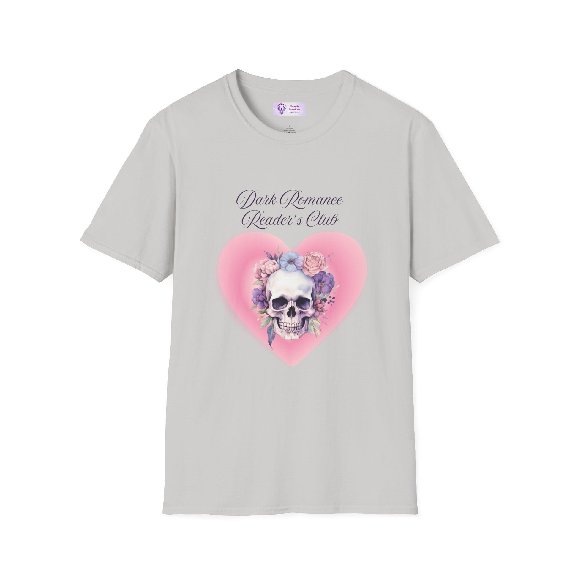 Romantic Skull Graphic T-Shirt - Unisex Softstyle Tee, Gift for Lovers, Valentine's Day, Casual Wear, Boho Style