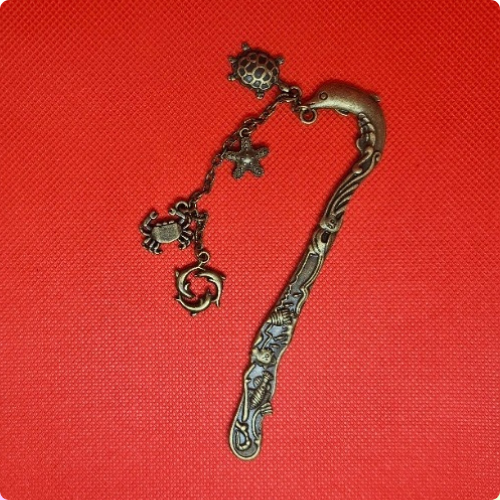 Ocean themed Dolphin metal bookmark