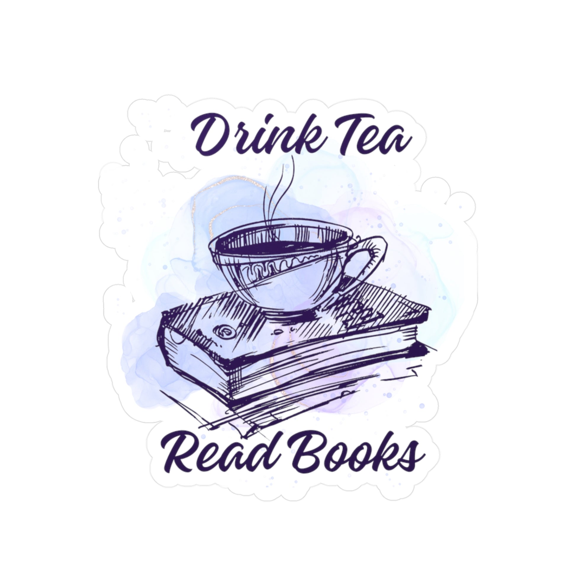 Vinyl Decals for Book Lovers, Drink Tea Read Books Stickers, Perfect for Laptops, Water Bottles, Home Decor, Gifts for Readers