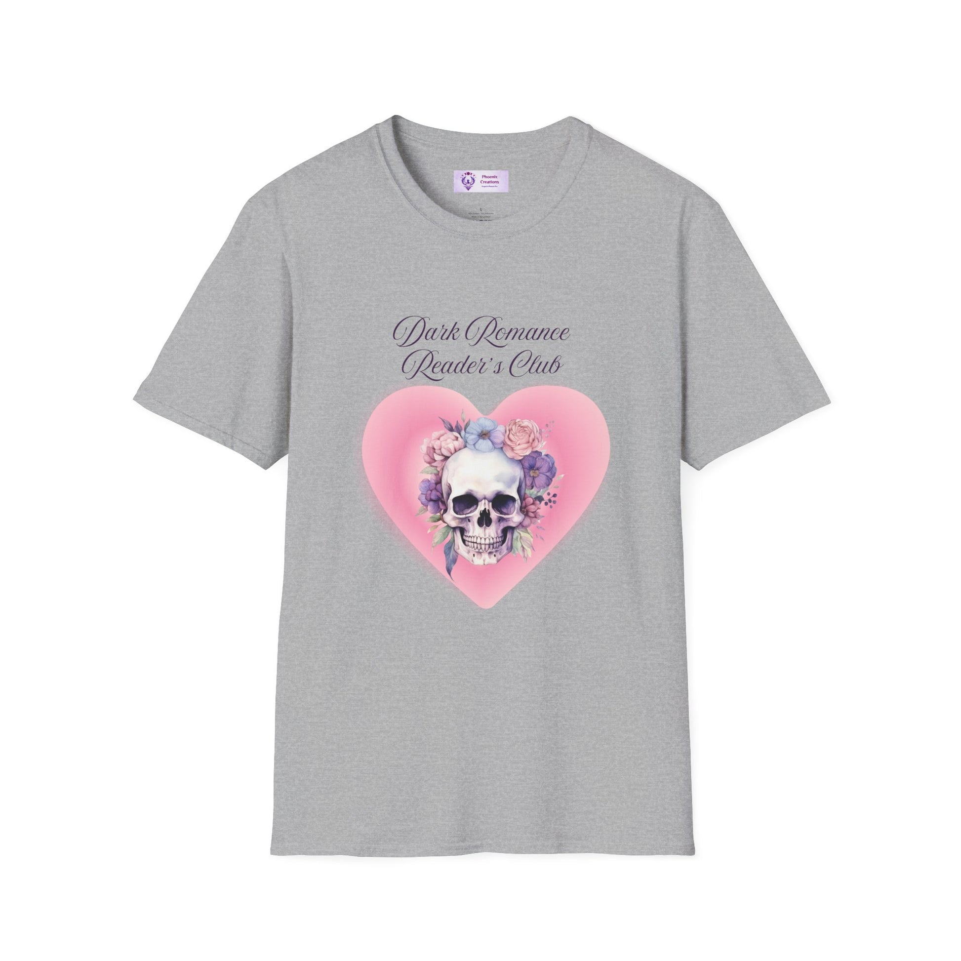 Romantic Skull Graphic T-Shirt - Unisex Softstyle Tee, Gift for Lovers, Valentine's Day, Casual Wear, Boho Style