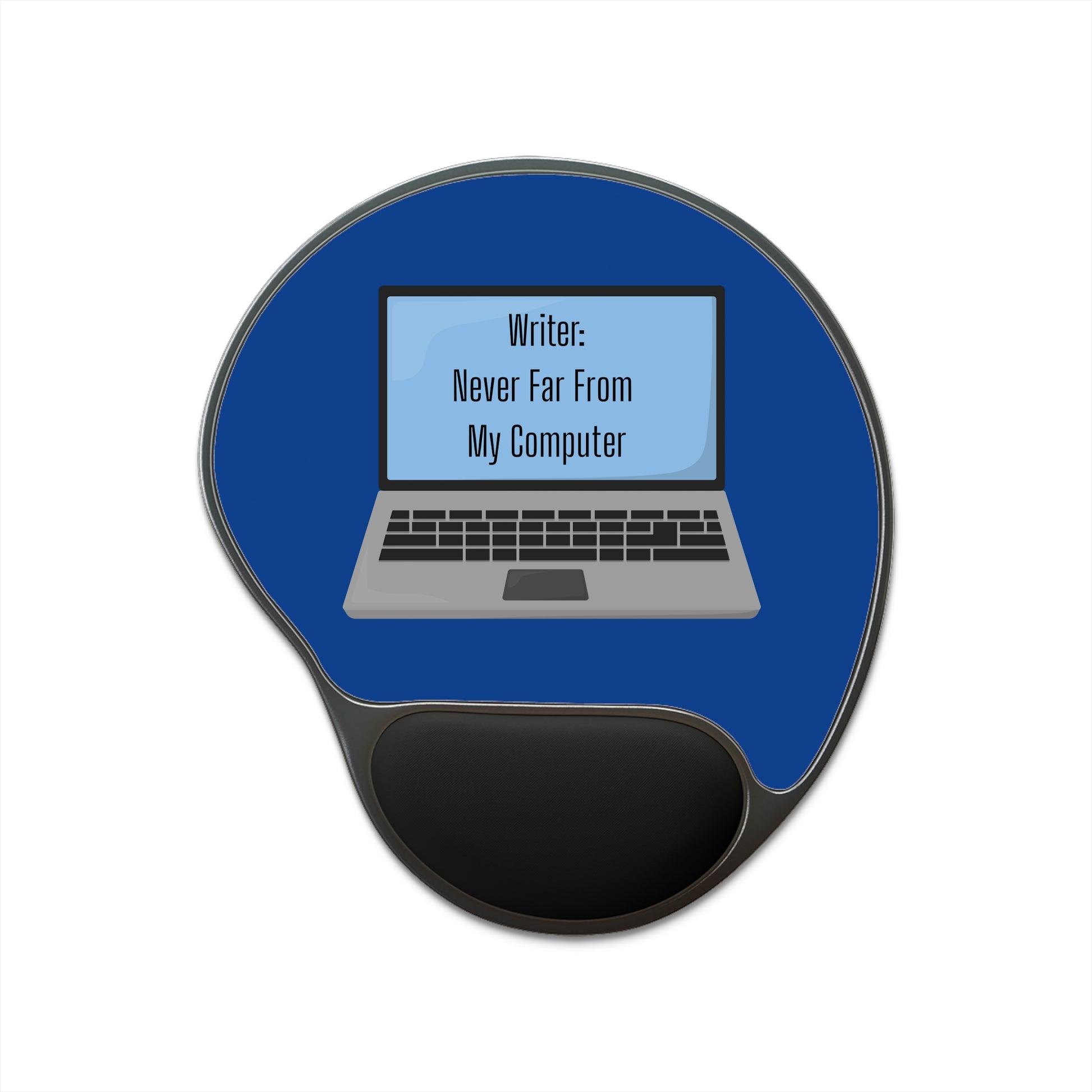 Ergonomic Mouse Pad for Writers, Comfortable Wrist Rest Pad, Desk Accessory for Home Office, Gift for Authors, Blue Laptop Design