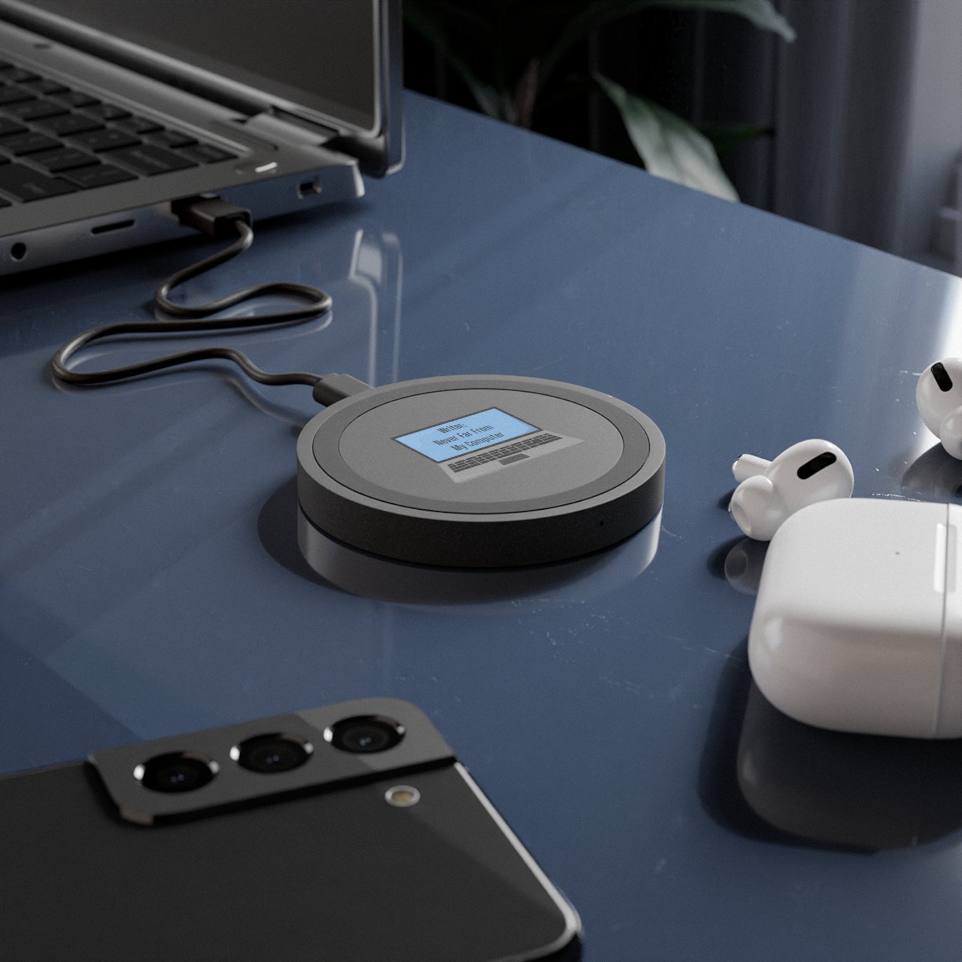 Wireless Charging Pad for Writers, Desk Organizer Decor, Tech Gift, Office Essentials, Laptop Lover Accessory