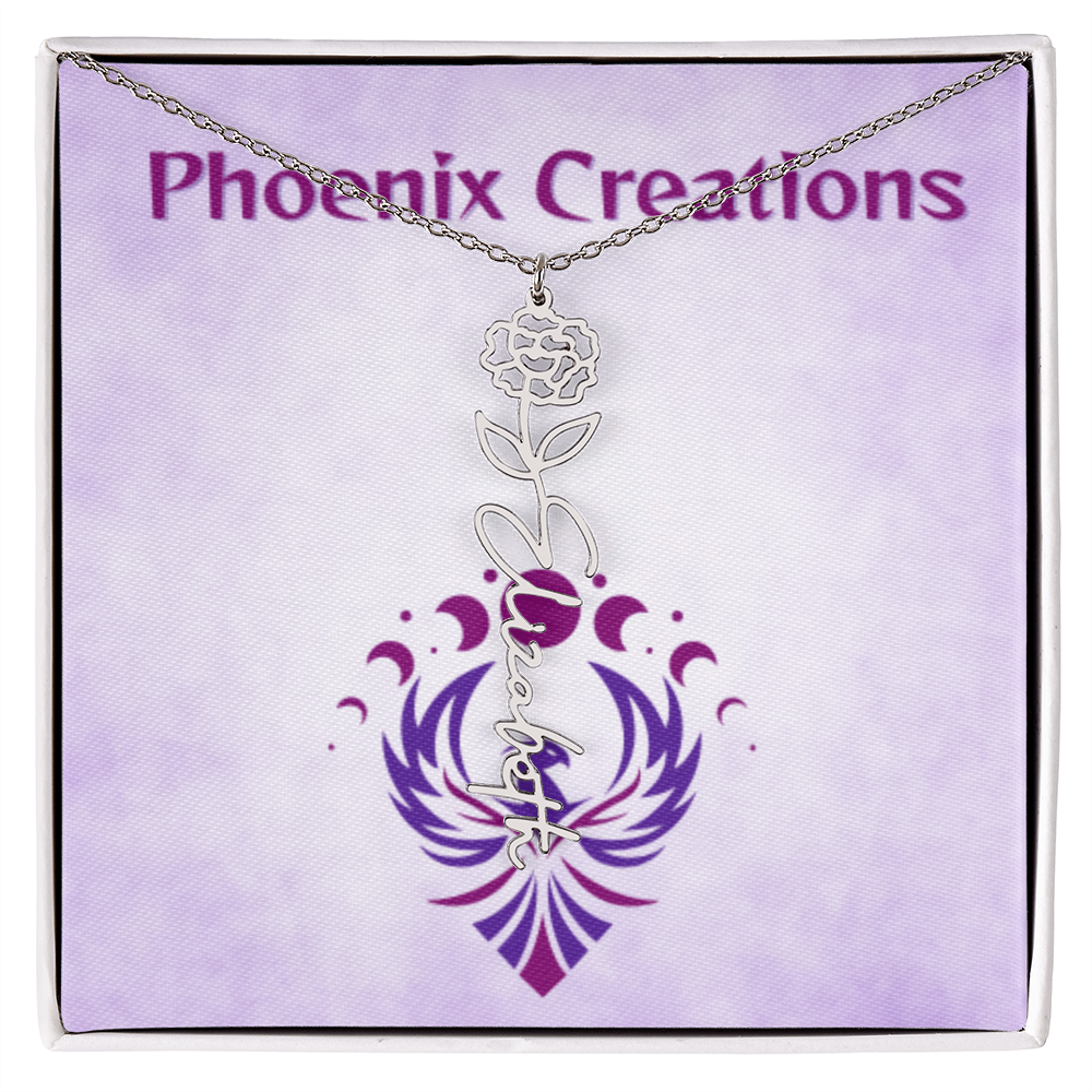 Custom Name and Birth Flower Necklace