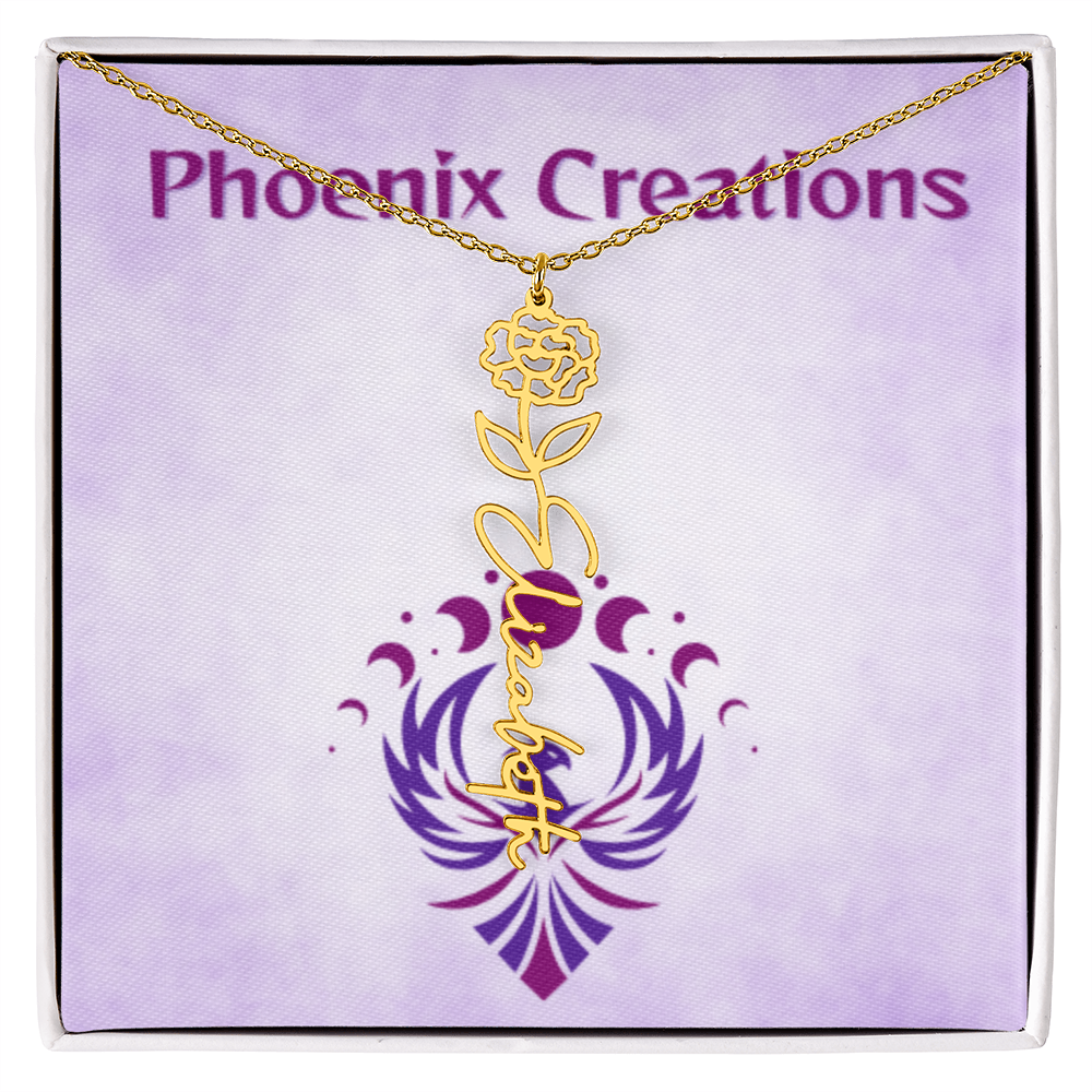 Custom Name and Birth Flower Necklace