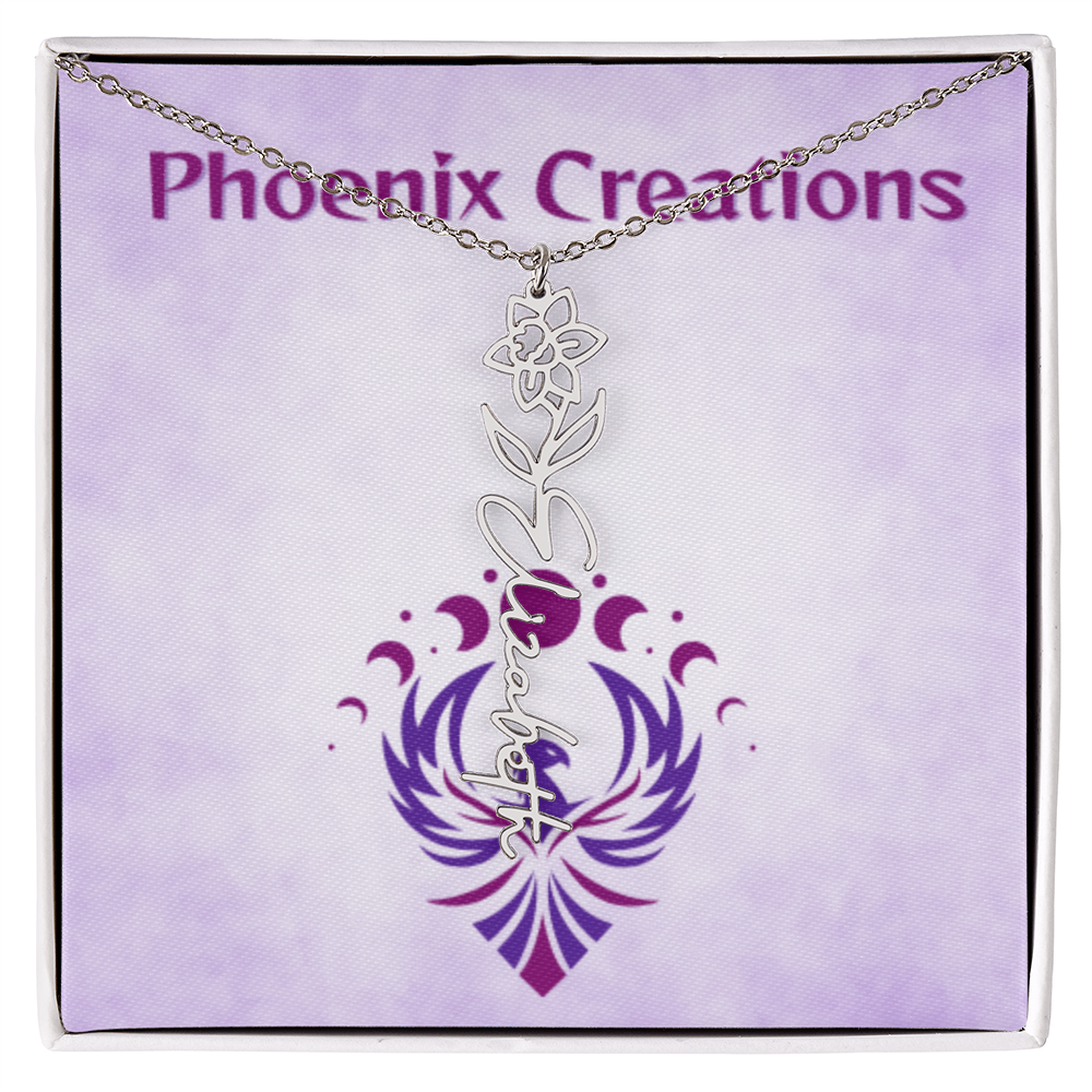 Custom Name and Birth Flower Necklace