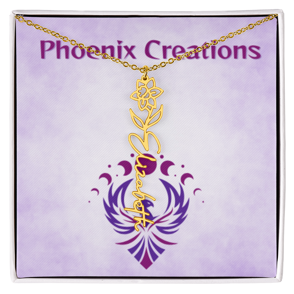 Custom Name and Birth Flower Necklace