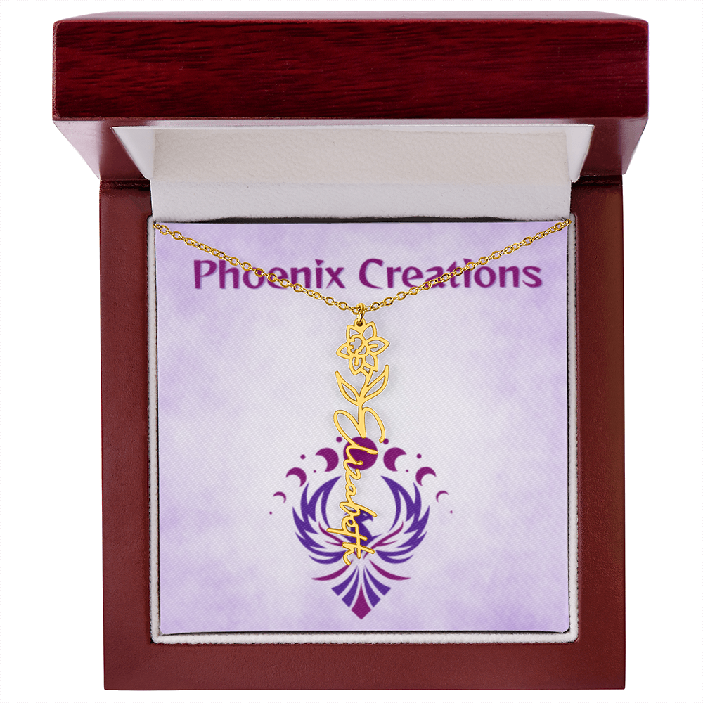 Custom Name and Birth Flower Necklace