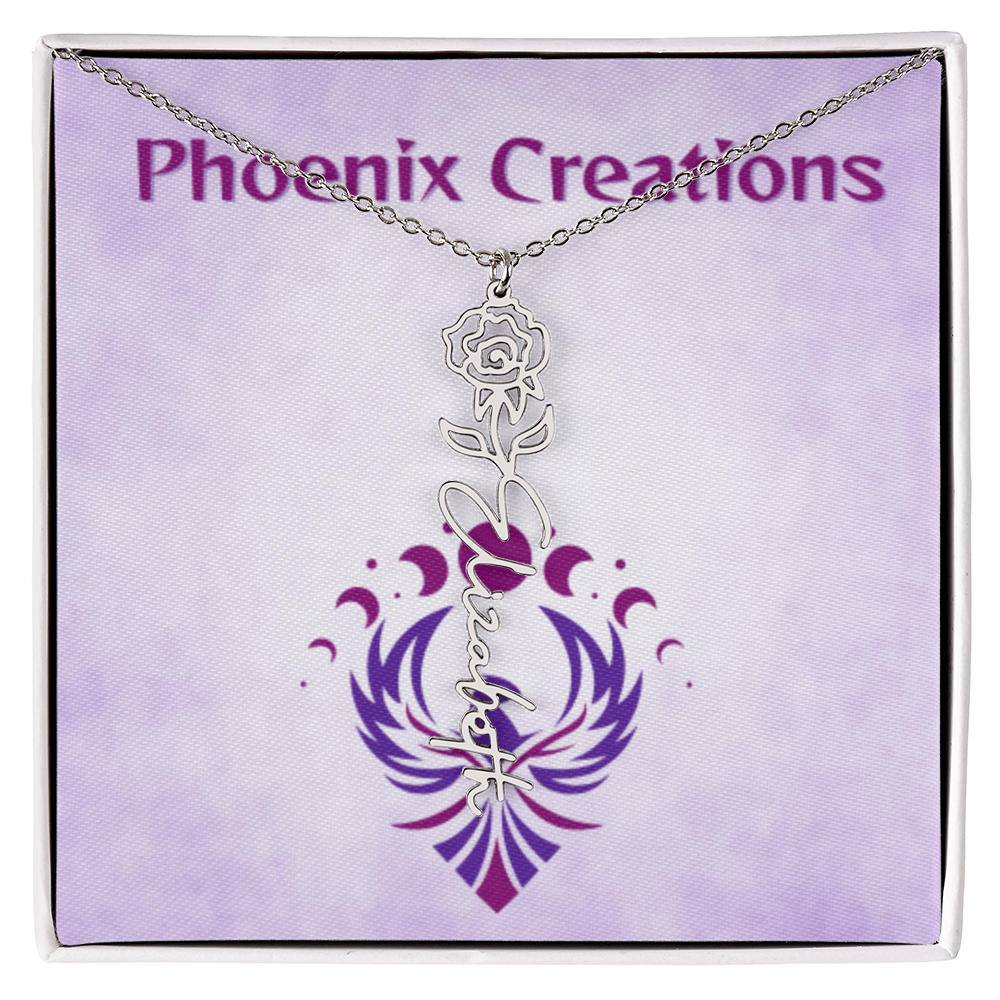 Custom Name and Birth Flower Necklace