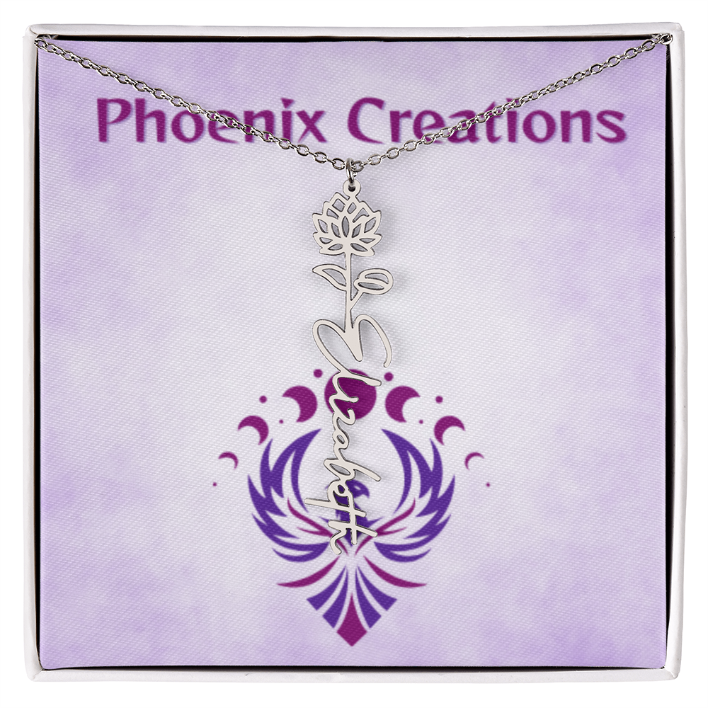 Custom Name and Birth Flower Necklace