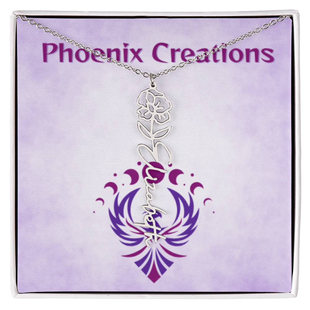 Custom Name and Birth Flower Necklace