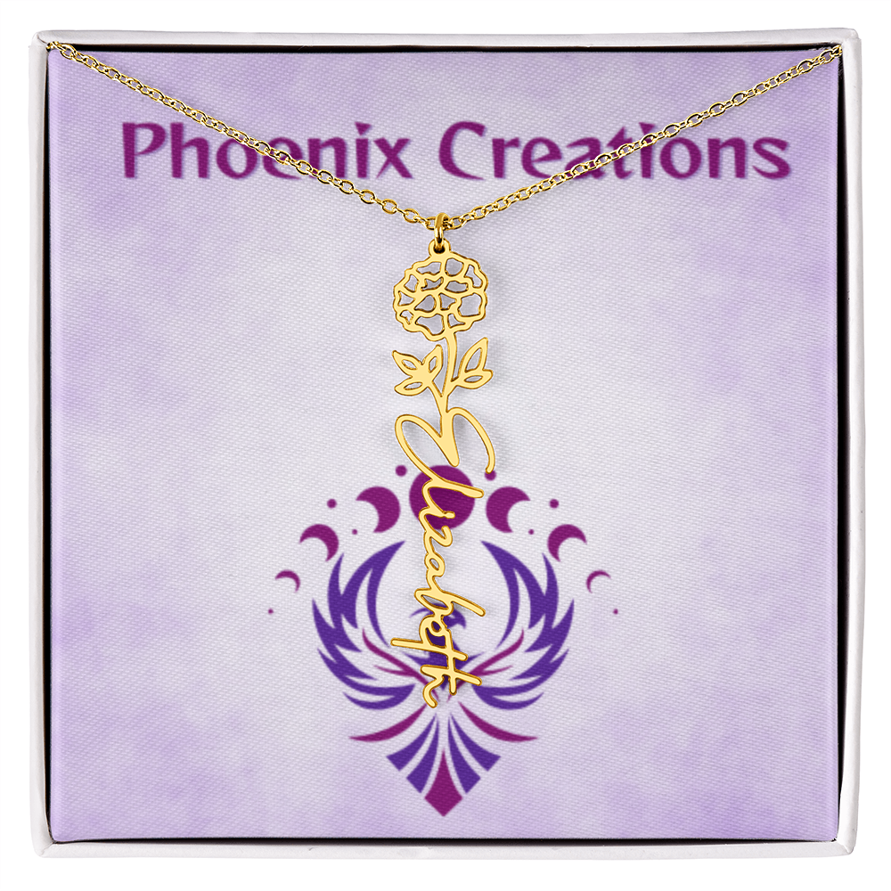 Custom Name and Birth Flower Necklace