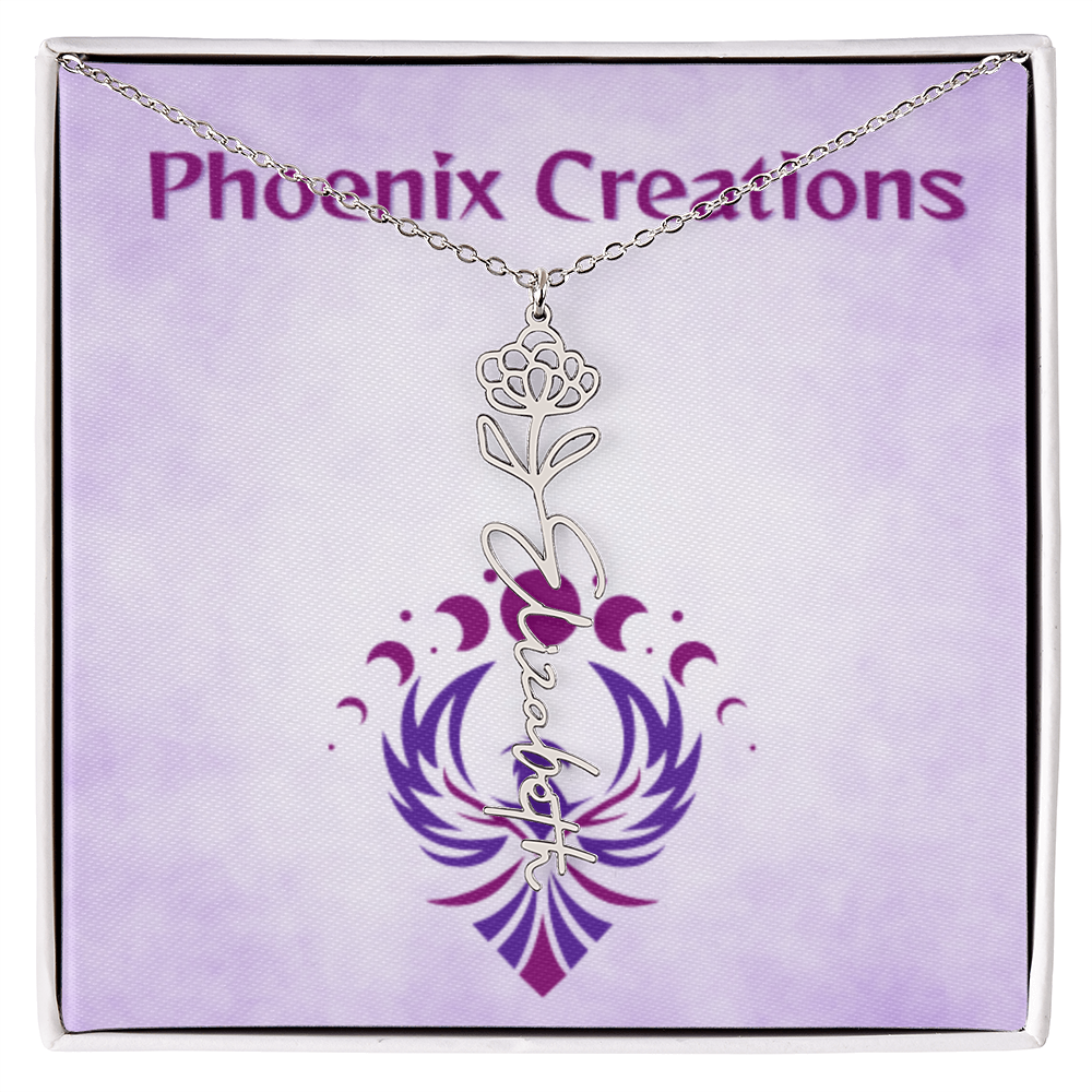 Custom Name and Birth Flower Necklace