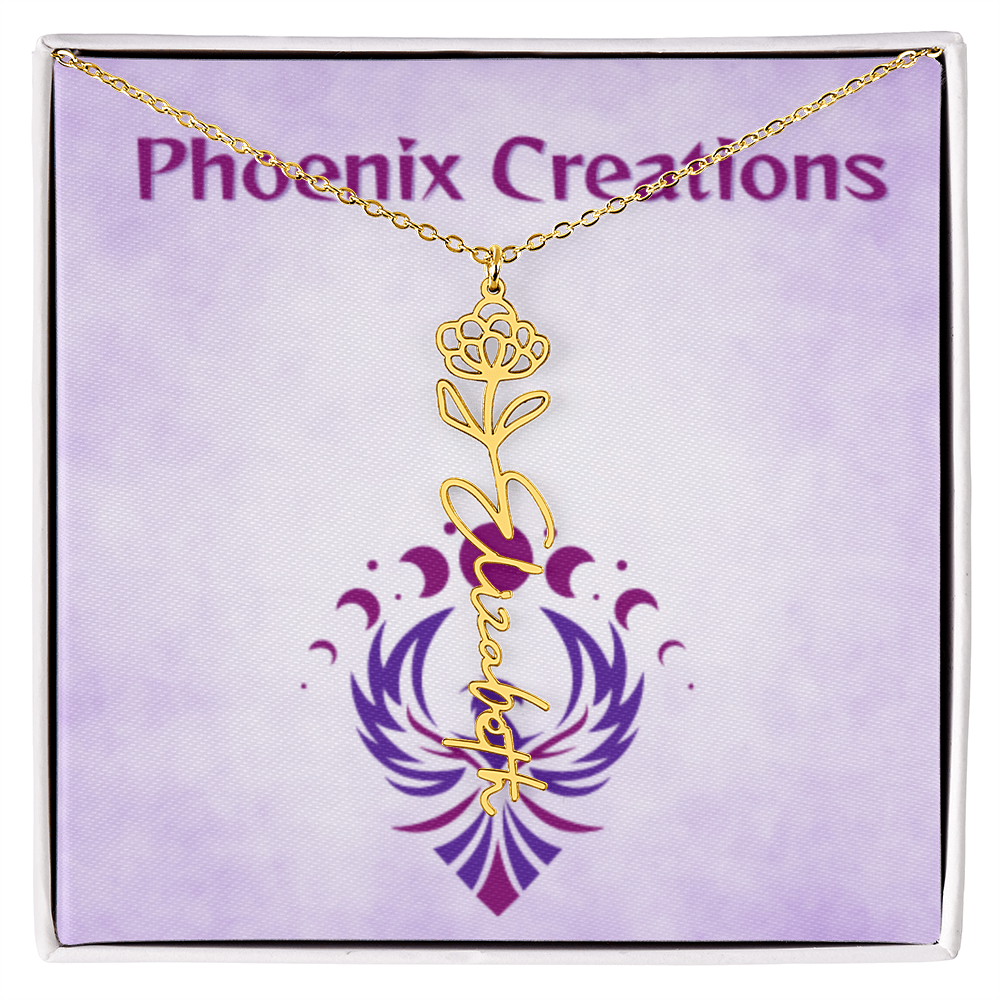 Custom Name and Birth Flower Necklace