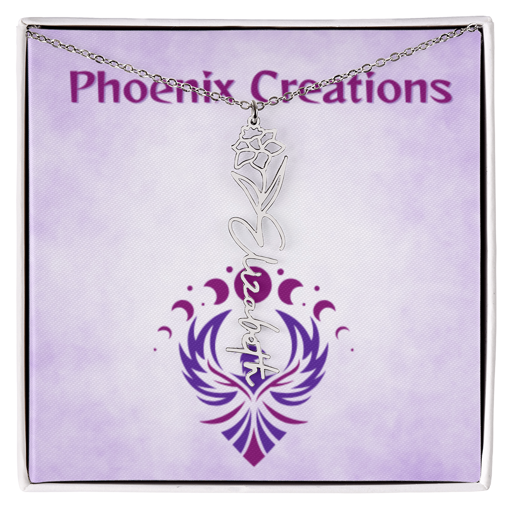 Custom Name and Birth Flower Necklace