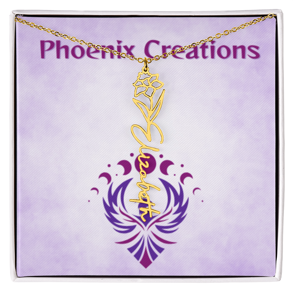 Custom Name and Birth Flower Necklace