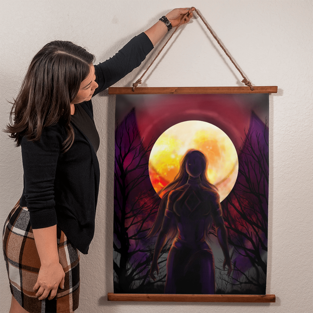 Dark and the Sword Wood Framed Wall Tapestry